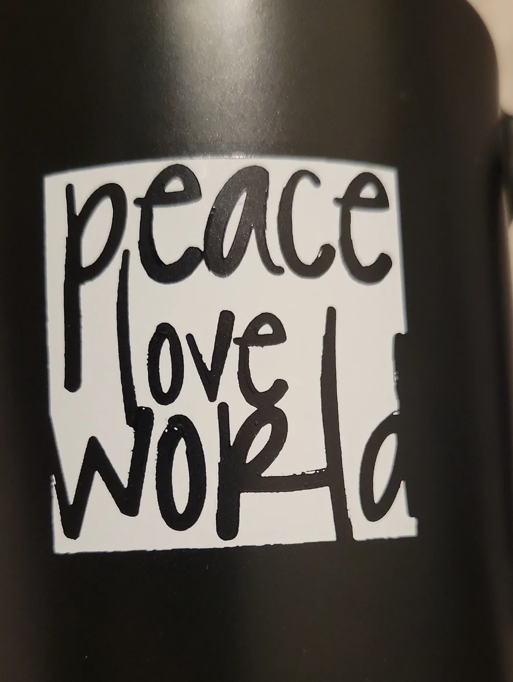 Peace Love World Cogfee Or Tea Mug. Red, Black, And White